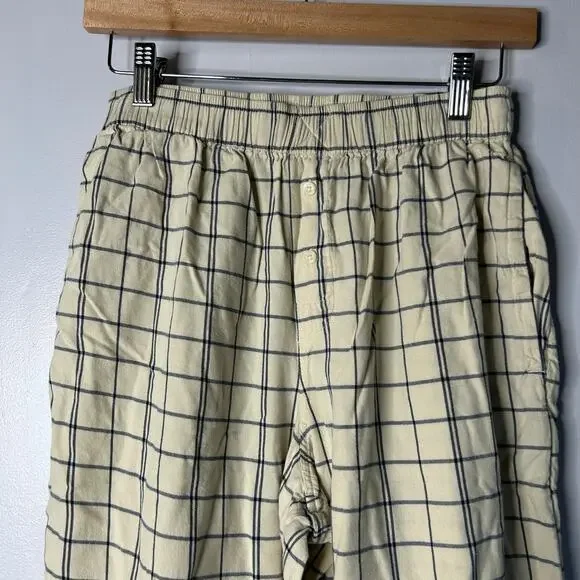 Madewell Plaid Flannel Long Sleeve Pajama Set Women’s Small Cream Lounge Cozy - Picture 12 of 15